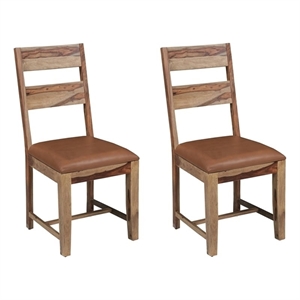 Darcy Upholstered Modern Solid Wood Dining Chairs 39&quot in Natural (Set of 2)