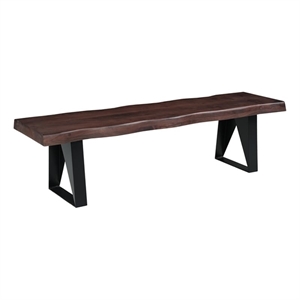 Darcy 68&quot Live Edge Solid Wood Dining Bench in Dark Brown/Black