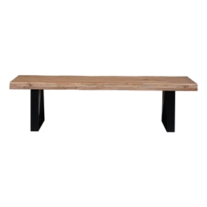 Darcy 68&quot Live Edge Solid Wood Dining Bench in Natural/Black