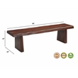 Darcy Live Edge Solid Wood Dining Bench in Dark Brown 68 Inches Long