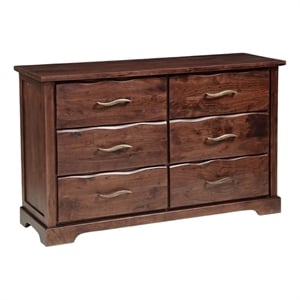 Darcy 6-drawer Live Edge Solid Wood Dresser in Dark Brown 60 Inches Long