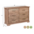 Darcy 6-drawer Live Edge Solid Wood Dresser in Natural 60 Inches Long