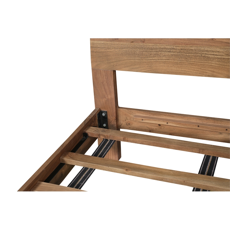 Werrick Live Edge Modern Solid Wood Queen Panel Bed in Brown