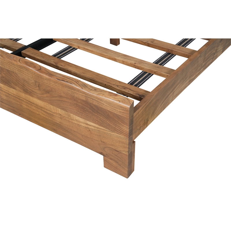Werrick Live Edge Modern Solid Wood Queen Panel Bed in Brown