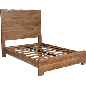 Werrick Live Edge Modern Solid Wood Queen Panel Bed in Brown