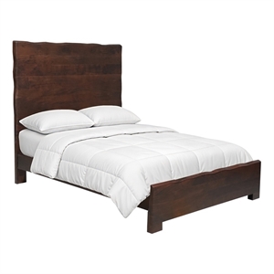 Werrick Live Edge Modern Solid Wood Queen Panel Bed in Dark Brown
