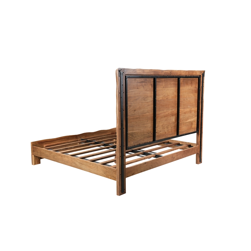 Werrick Live Edge Modern Solid Wood King Size Panel Bed in Brown