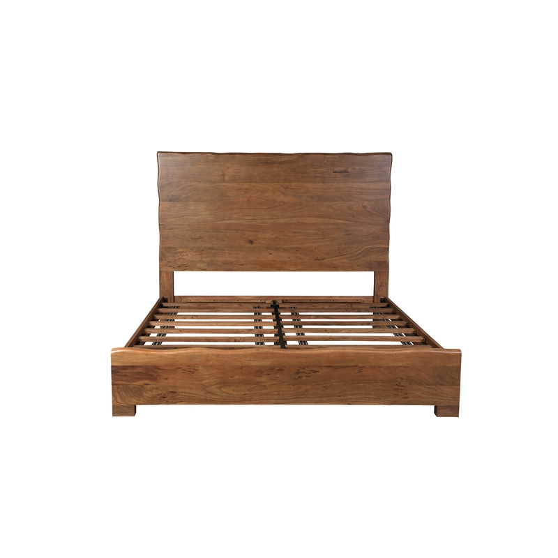 Werrick Live Edge Modern Solid Wood King Size Panel Bed in Brown