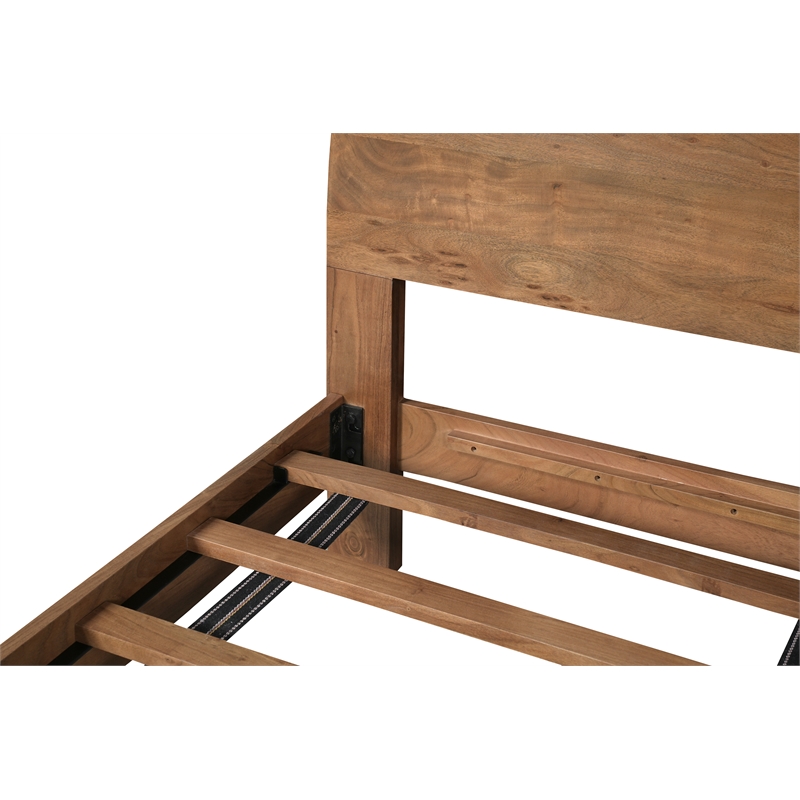 Werrick Live Edge Modern Solid Wood King Size Panel Bed in Brown