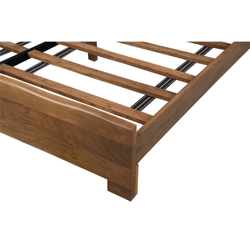 Werrick Live Edge Modern Solid Wood King Size Panel Bed in Brown