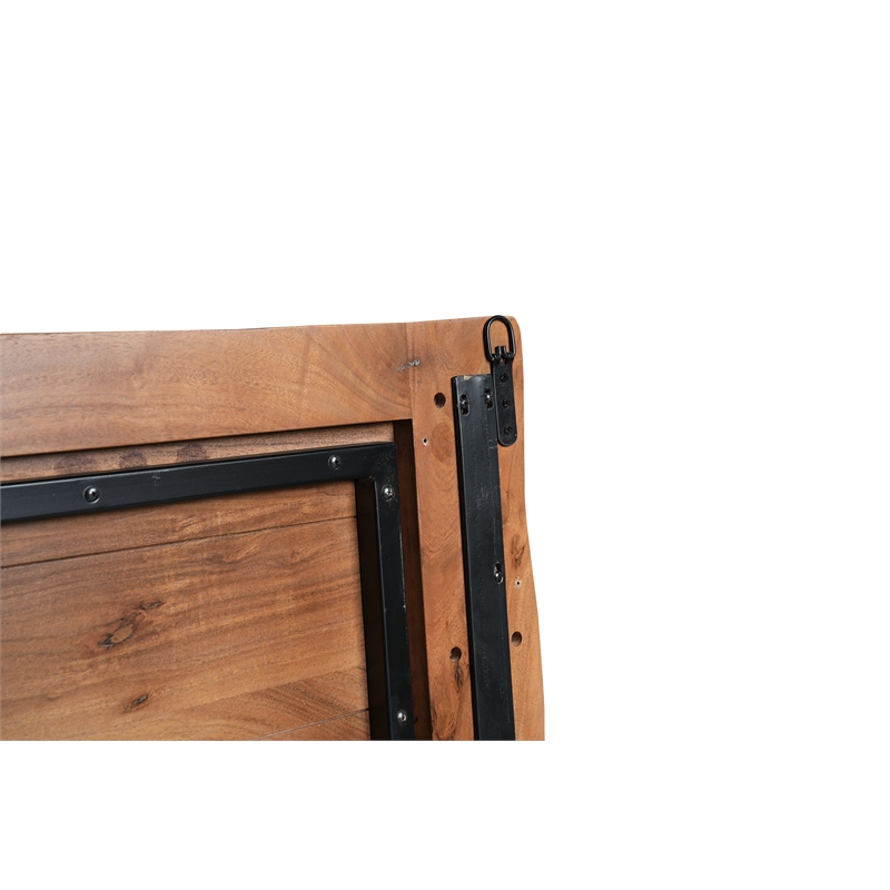 Werrick Live Edge Modern Solid Wood King Size Panel Bed in Brown