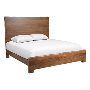 Werrick Live Edge Modern Solid Wood King Size Panel Bed in Brown