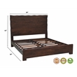 Werrick Live Edge Modern Solid Wood King Size Panel Bed in Dark Brown