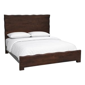 Werrick Live Edge Modern Solid Wood King Size Panel Bed in Dark Brown