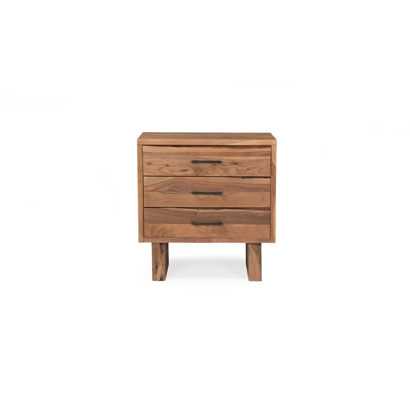Werrick Solid Wood 3-drawer Nightstand in Brown 26.5 Inches Tall
