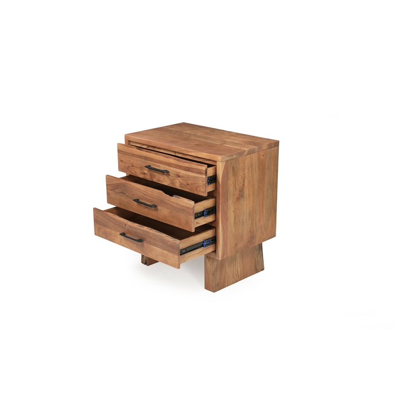 Werrick Solid Wood 3-drawer Nightstand in Brown 26.5 Inches Tall
