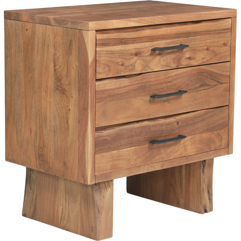 Werrick Solid Wood 3-drawer Nightstand in Brown 26.5 Inches Tall