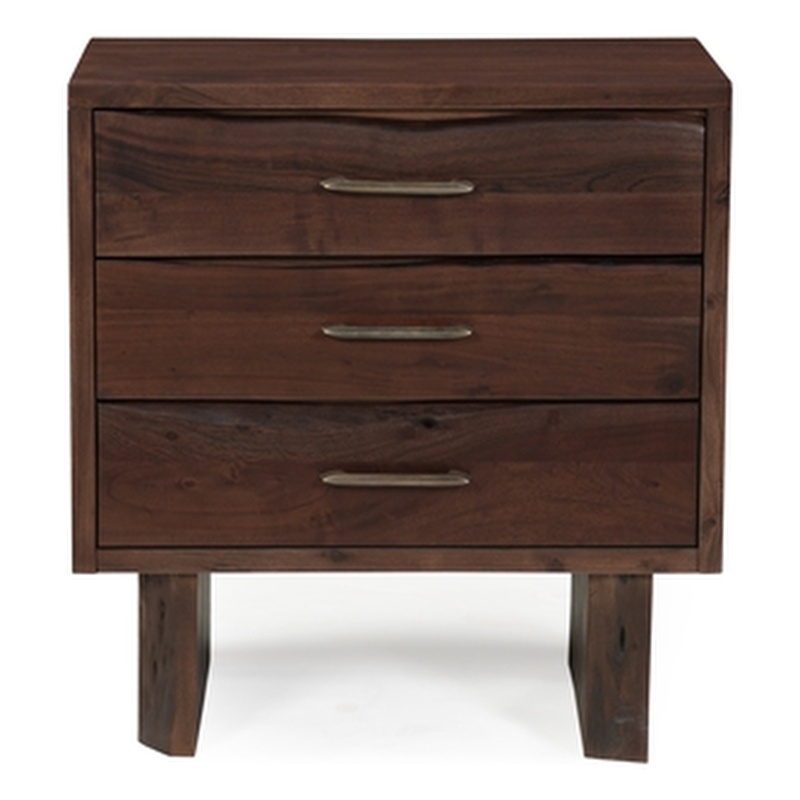 Werrick Solid Wood 3-drawer Nightstand in Dark Brown 26.5 Inches Tall