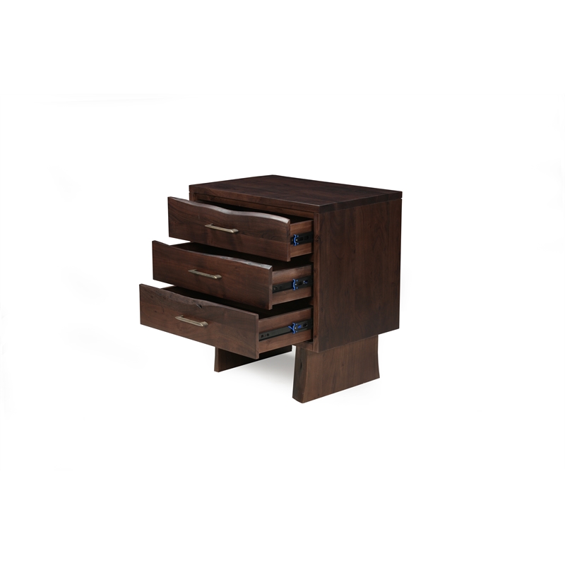 Werrick Solid Wood 3-drawer Nightstand in Dark Brown 26.5 Inches Tall
