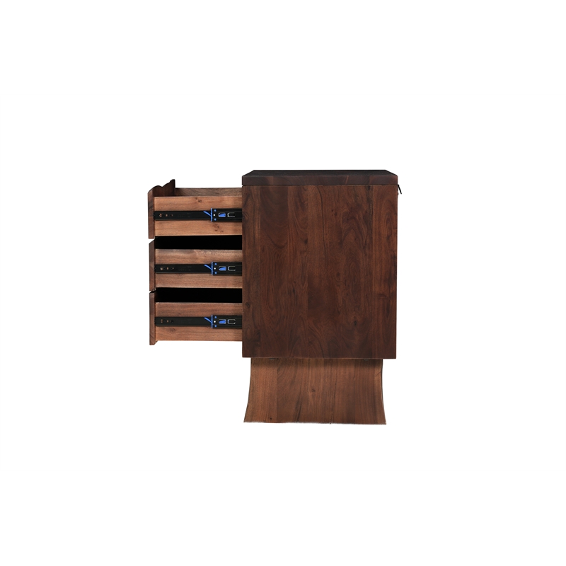 Werrick Solid Wood 3-drawer Nightstand in Dark Brown 26.5 Inches Tall