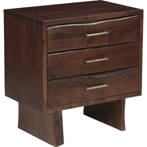 Werrick Solid Wood 3-drawer Nightstand in Dark Brown 26.5 Inches Tall