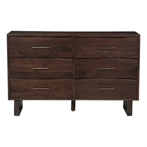 Werrick 6-drawer Live Edge Solid Wood Dresser in Dark Brown 60 Inches Long