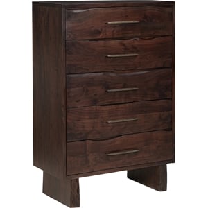 Werrick 5-drawer Live Edge Solid Wood Chest in Dark Brown 52 Inches Tall