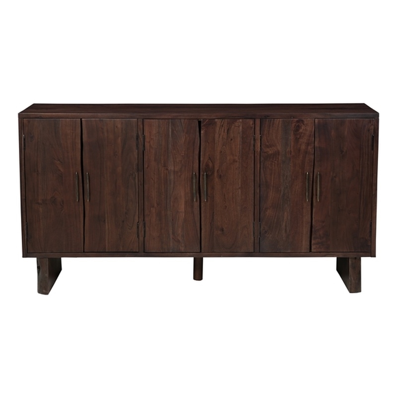 Werrick Solid Wood Rectangular Sideboard in Dark Brown 69 Inches Long