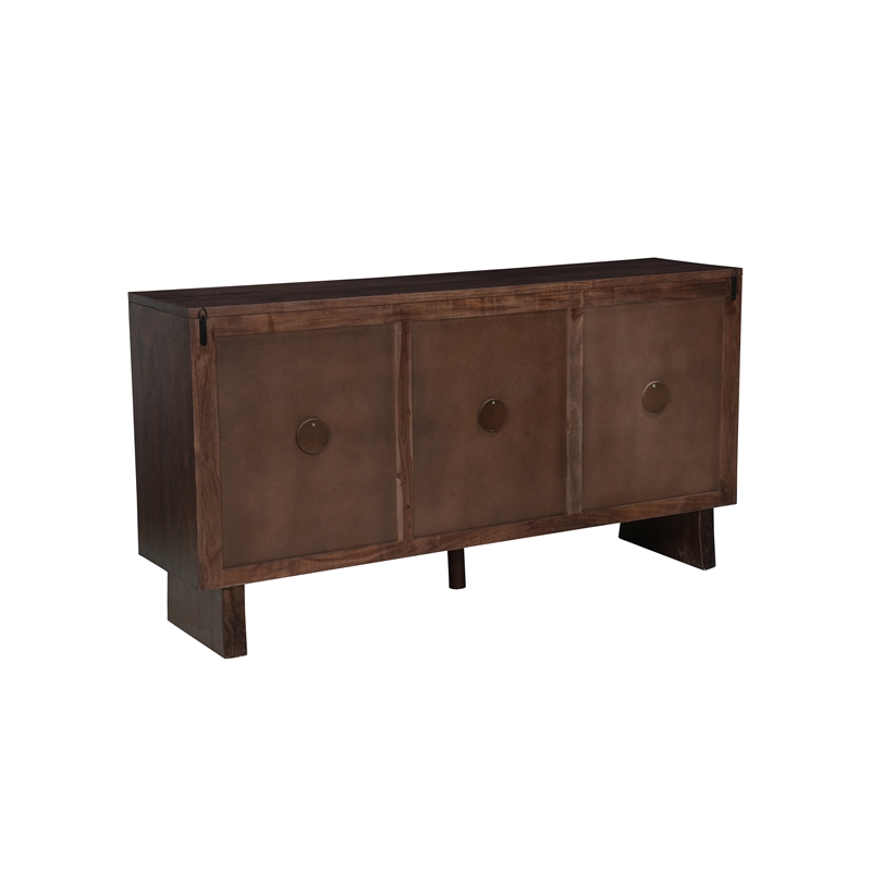 Werrick Solid Wood Rectangular Sideboard in Dark Brown 69 Inches Long