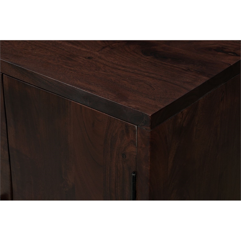 Werrick Solid Wood Rectangular Sideboard in Dark Brown 69 Inches Long