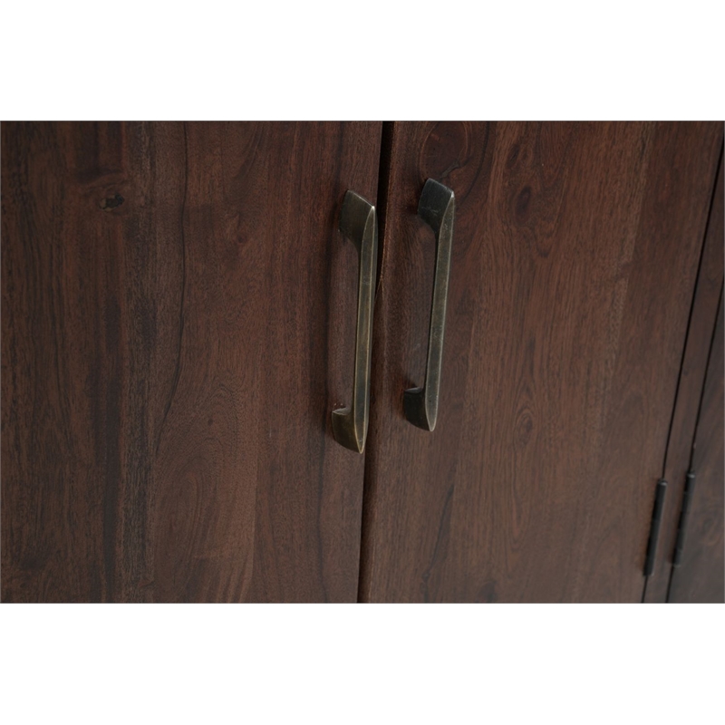 Werrick Solid Wood Rectangular Sideboard in Dark Brown 69 Inches Long