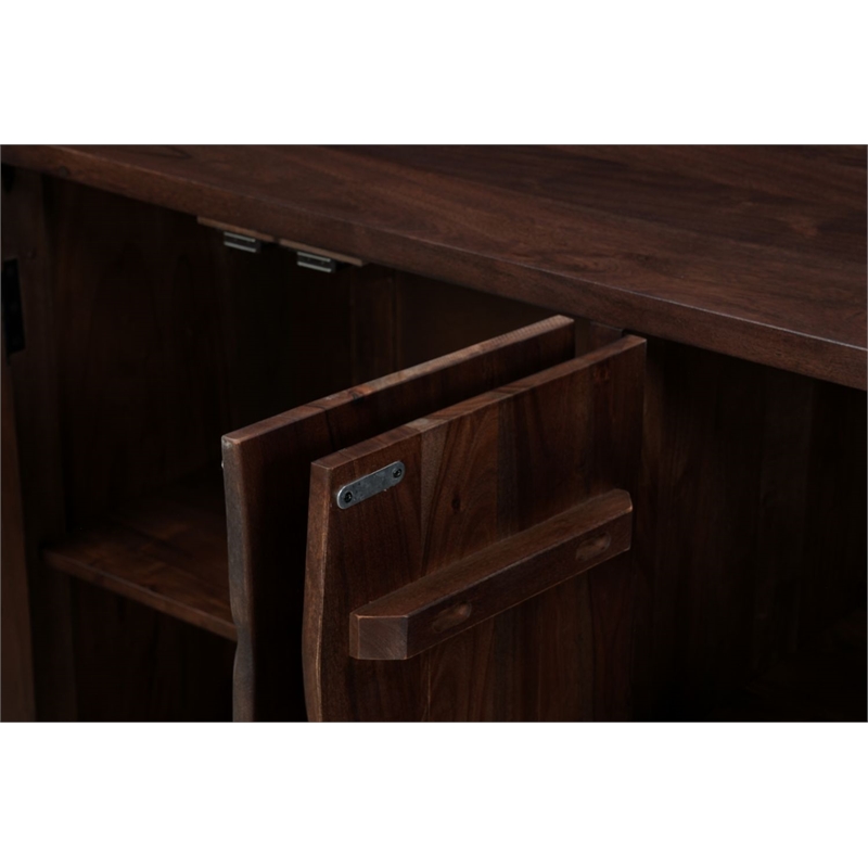 Werrick Solid Wood Rectangular Sideboard in Dark Brown 69 Inches Long