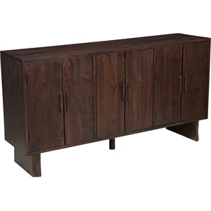 Werrick Solid Wood Rectangular Sideboard in Dark Brown 69 Inches Long