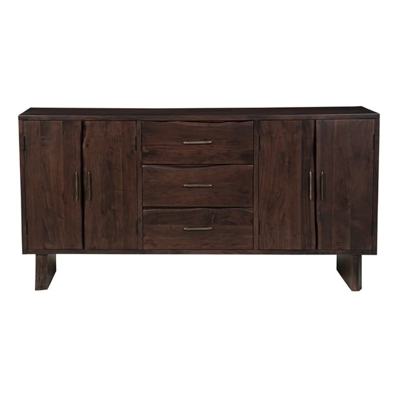 Werrick Solid Wood Rectangular Sideboard in Dark Brown 72 Inches Long