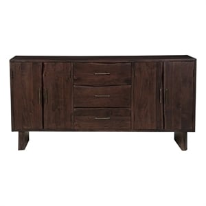 Werrick Solid Wood Rectangular Sideboard in Dark Brown 72 Inches Long
