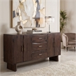 Werrick Solid Wood Rectangular Sideboard in Dark Brown 72 Inches Long
