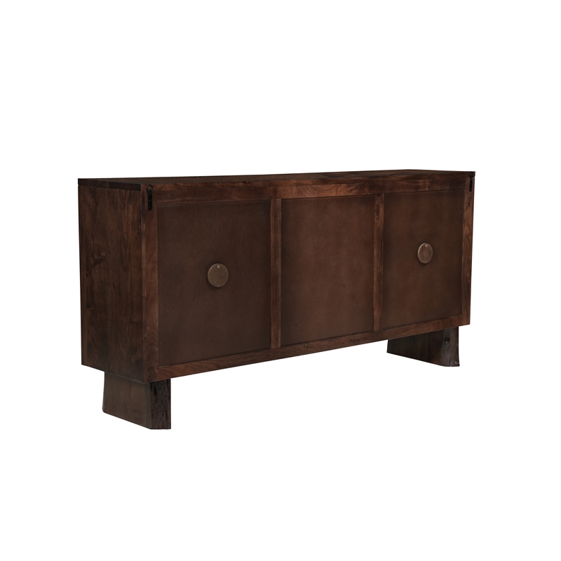 Werrick Solid Wood Rectangular Sideboard in Dark Brown 72 Inches Long