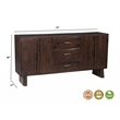 Werrick Solid Wood Rectangular Sideboard in Dark Brown 72 Inches Long