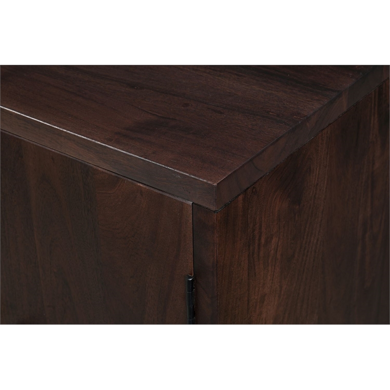 Werrick Solid Wood Rectangular Sideboard in Dark Brown 72 Inches Long