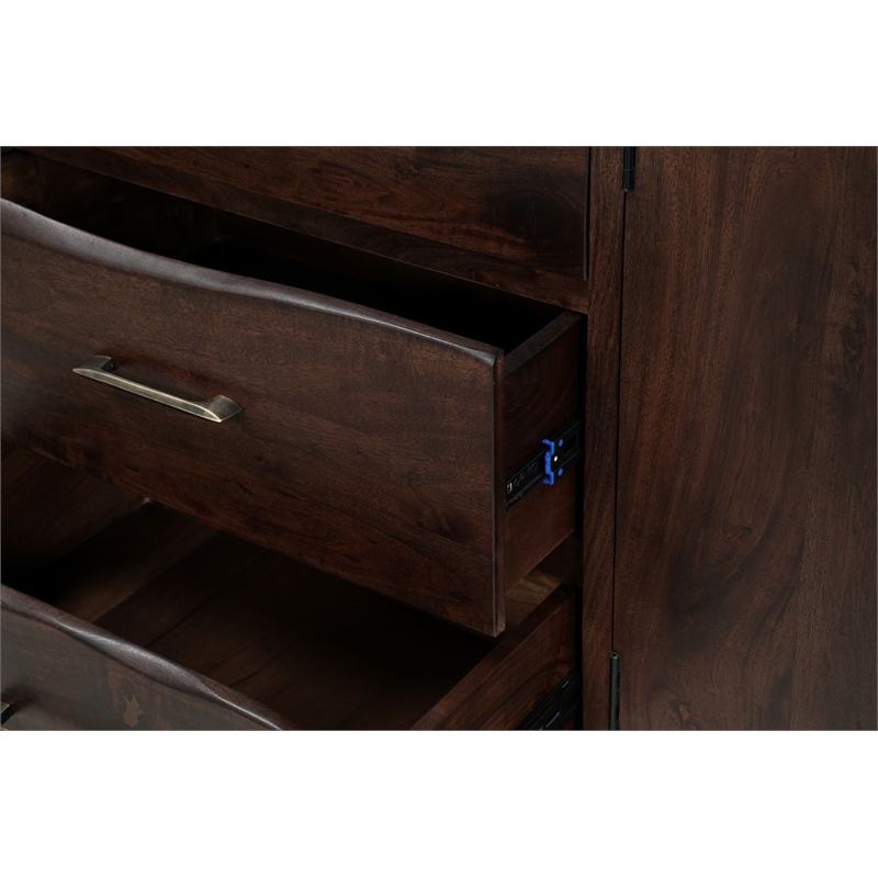 Werrick Solid Wood Rectangular Sideboard in Dark Brown 72 Inches Long