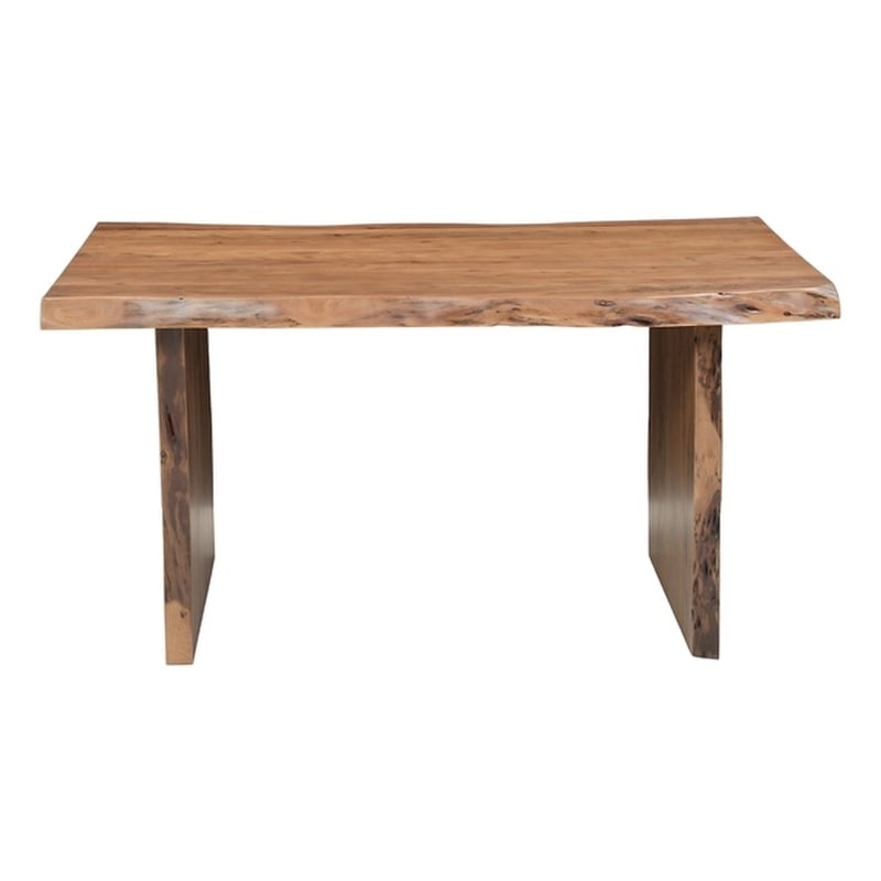 Werrick Modern Live Edge Solid Wood Dining Table in Brown 60 Inches Long