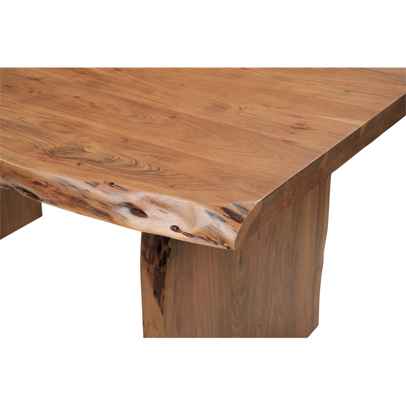 Werrick Modern Live Edge Solid Wood Dining Table in Brown 60 Inches Long
