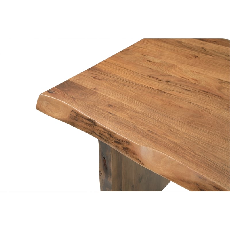 Werrick Modern Live Edge Solid Wood Dining Table in Brown 60 Inches Long