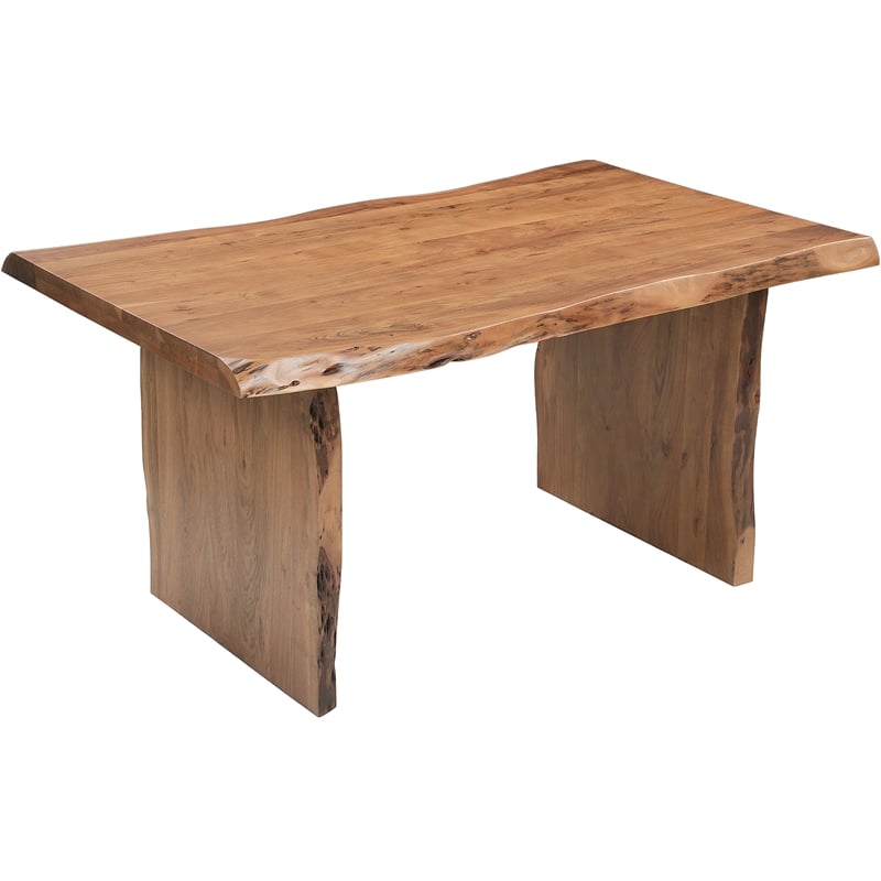 Werrick Modern Live Edge Solid Wood Dining Table in Brown 60 Inches Long