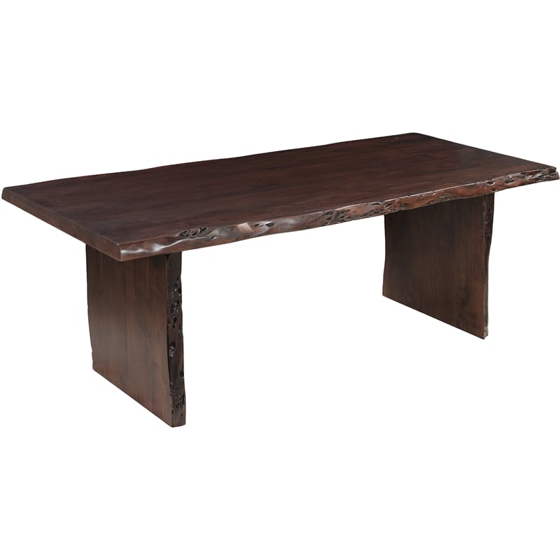 Werrick Modern Live Edge Solid Wood Dining Table in Dark Brown 60 Inches Long