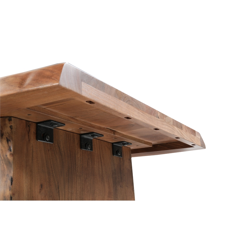 Werrick Modern Live Edge Solid Wood Dining Table in Brown 72 Inches Long