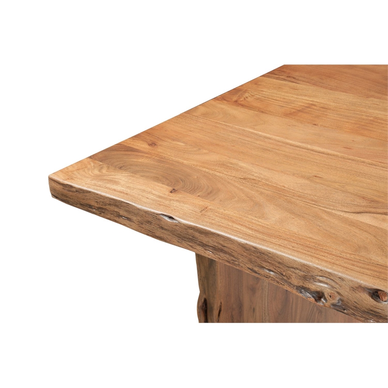 Werrick Modern Live Edge Solid Wood Dining Table in Brown 72 Inches Long