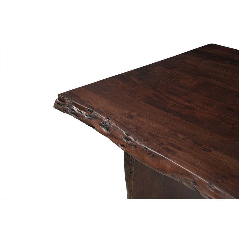 Werrick Modern Live Edge Solid Wood Dining Table in Dark Brown 72 Inches Long