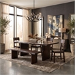 Werrick Modern Live Edge Solid Wood Dining Table in Dark Brown 72 Inches Long