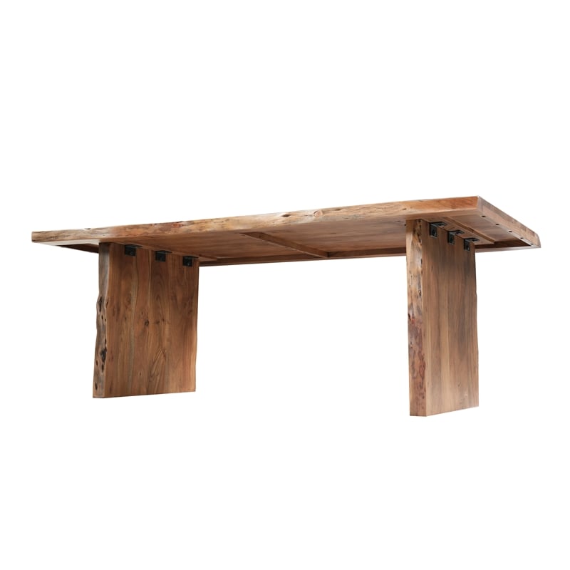 Werrick Modern Live Edge Solid Wood Dining Table in Brown 84 Inches Long